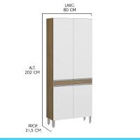 Kit Armário Paneleiro Multiuso 4 Portas Cozinha Mdp Branco Carvalho