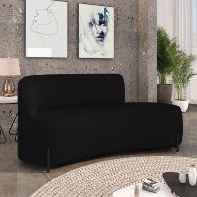 Sofá 3 Lugares Orgânico 180cm Pé Ferro Preto Morgan Linho Preto