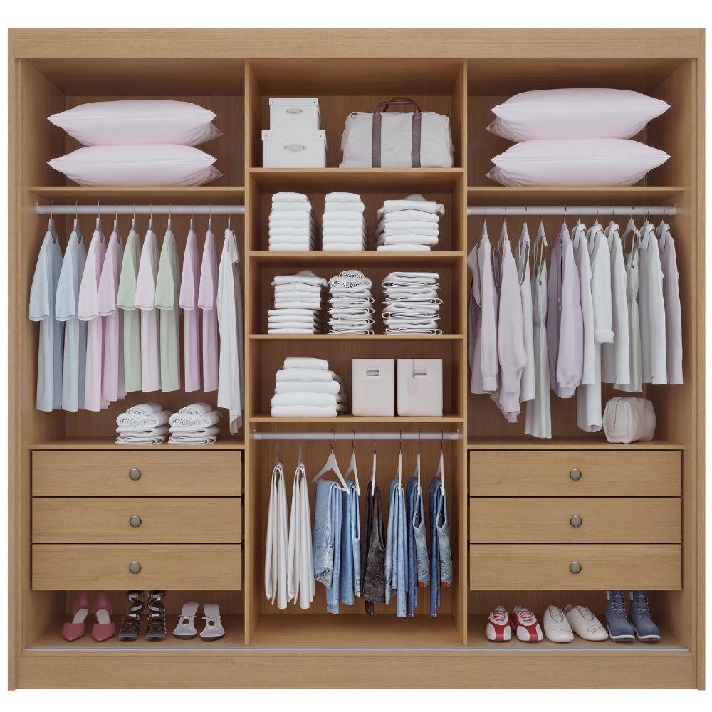 Guarda Roupa Cristal Cinamomo Off White 3 Portas 6 Gavetas D?doro - 2