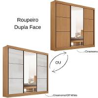 Guarda Roupa Cristal Cinamomo Off White 3 Portas 6 Gavetas D?doro