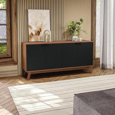 Aparador Kappesberg 4 Portas 3d Canela-preto 180cm