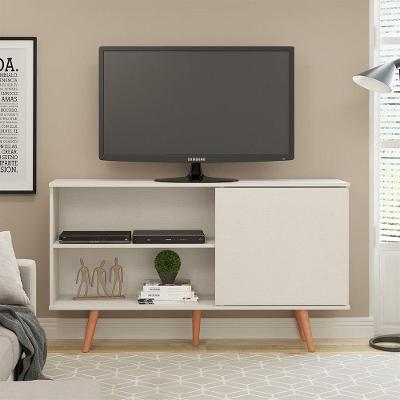 Rack Tv Pádua 50 Polegadas Pés Madeira 136x79cm Menu Móveis Branco