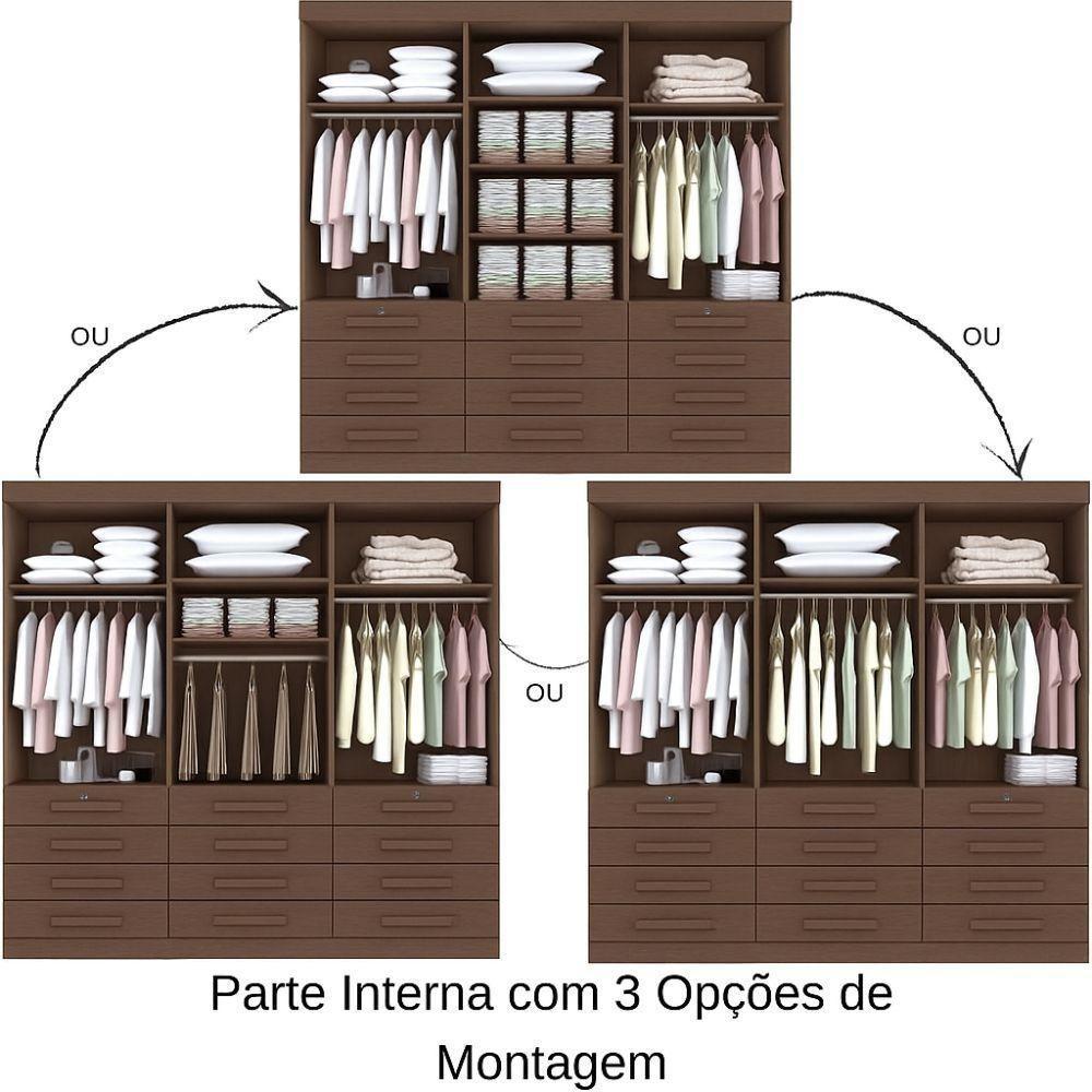 Guarda Roupa Mônaco Plus Castanho 6 Portas 12 Gavetas D?doro - 2