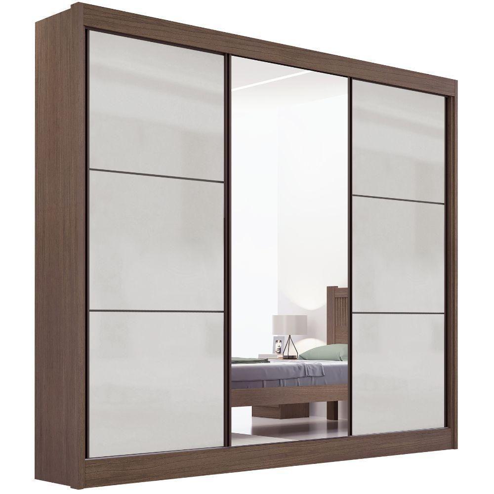 Guarda Roupa Cristal Castanho Off White 3 Portas 6 Gavetas D?doro - 1