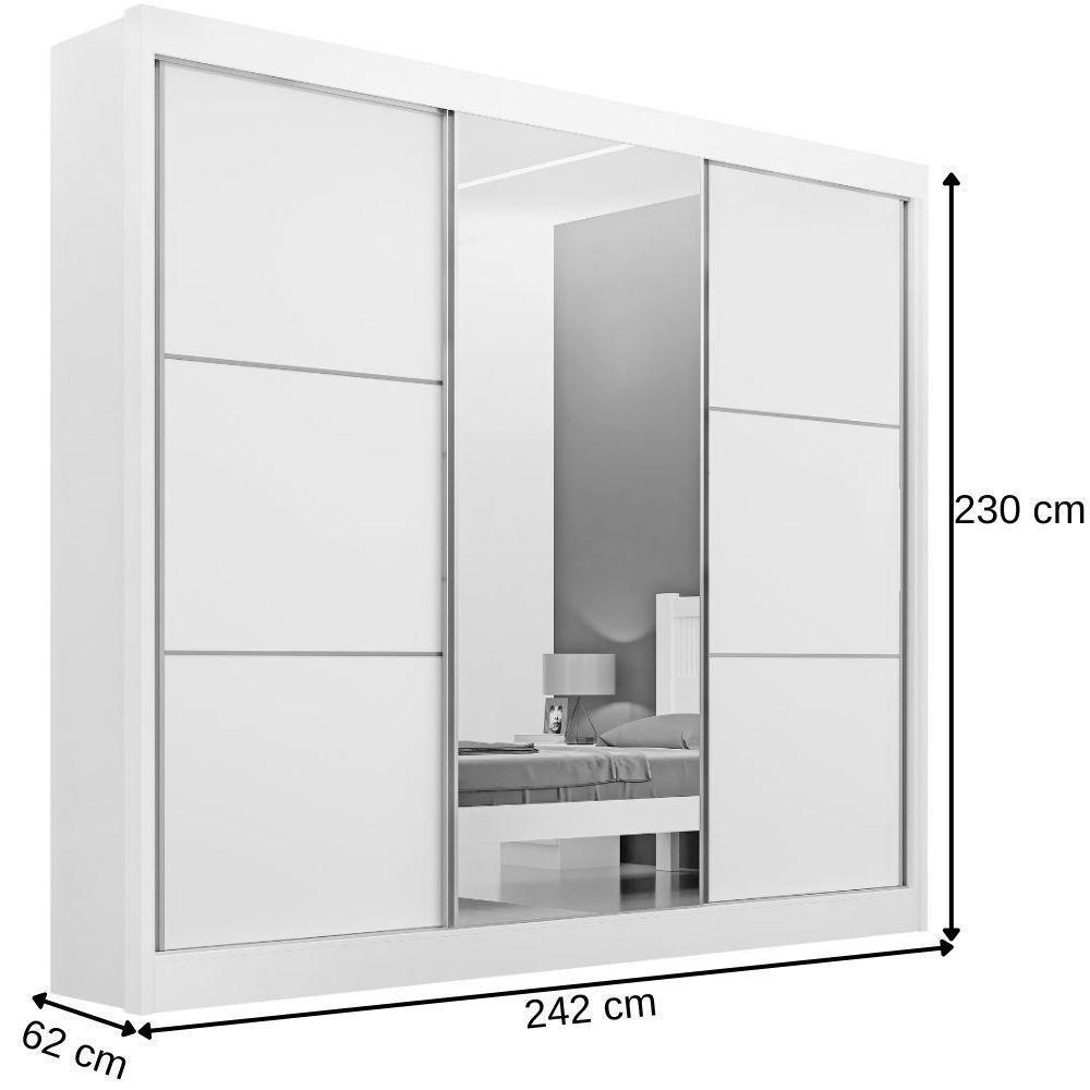 Guarda Roupa Cristal Castanho Off White 3 Portas 6 Gavetas D?doro - 3