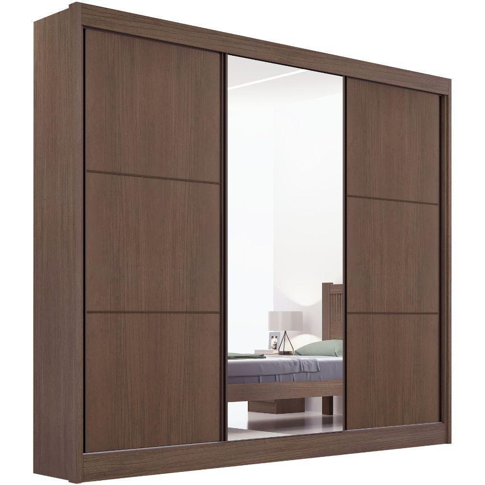 Guarda Roupa Cristal Castanho Off White 3 Portas 6 Gavetas D?doro - 5