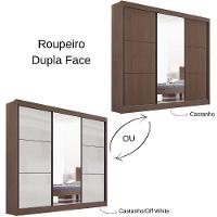 Guarda Roupa Cristal Castanho Off White 3 Portas 6 Gavetas D?doro