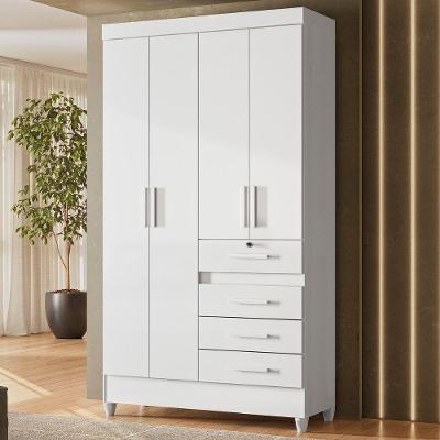 Guarda Roupa Solteiro Sobral 4 Portas Bater Branco Flex MDP Moval Móveis