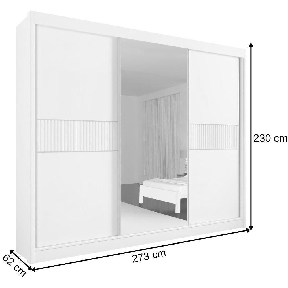 Guarda Roupa Los Angeles Ripado Branco 3 Portas 6 Gavetas D?doro - 3