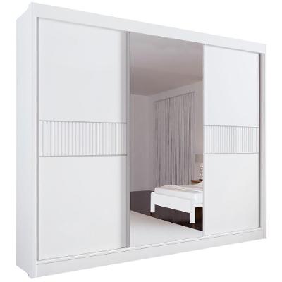 Guarda Roupa Los Angeles Ripado Branco 3 Portas 6 Gavetas D?doro