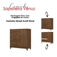 Guarda Roupa Com Espelho Solteiro Sobral Com Cômoda Vênus Com Pés E Armário Multiuso New íris Castanho Wood – Moval - 6