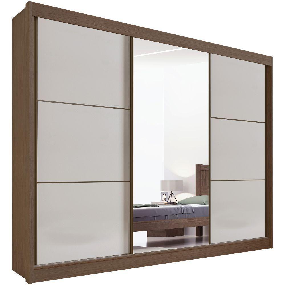 Guarda Roupa Los Angeles Castanho Off White 3 Portas 6 Gavetas D?doro - 1