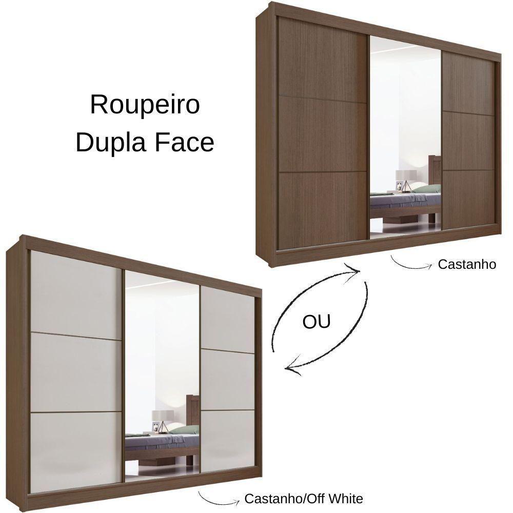 Guarda Roupa Los Angeles Castanho Off White 3 Portas 6 Gavetas D?doro - 4