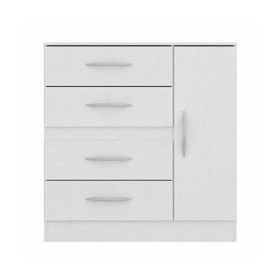 Cômoda Para Quarto 90x93cm 4 Gavetas 1 Porta Mdp Menu Móveis Branco