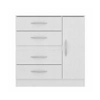 Cômoda Para Quarto 90x93cm 4 Gavetas 1 Porta Mdp Menu Móveis Branco - 1