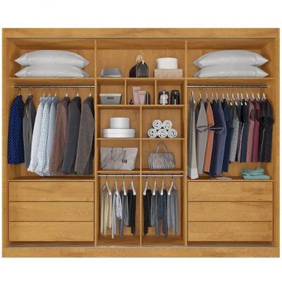 Guarda Roupa Casal Com 3 Portas De Correr E Espelho Central - Athenas -peroba-off White - Móveis Europa