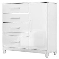 Guarda Roupa Com Espelho Infantil Sobral Com Cômoda Vênus Com Pés E Armário Multiuso New íris Branco Brilho – Moval - 5