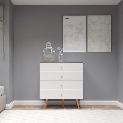 Cômoda Para Bebê Com 4 Gavetas Pés Palito Branco Menu Móveis Branco