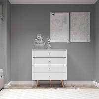 Cômoda Para Bebê Com 4 Gavetas Pés Palito Branco Menu Móveis Branco - 1