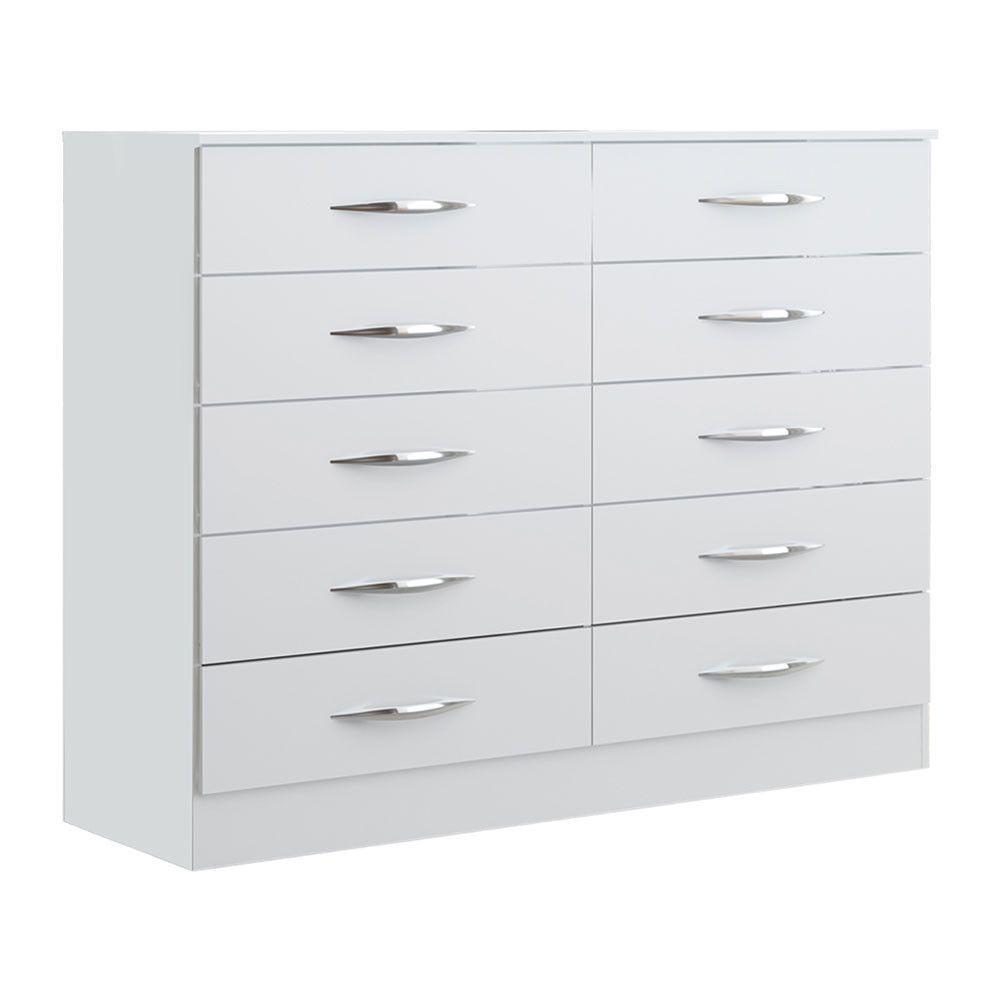 Cômoda Com 10 Gavetas Quarto Casal 117cm Mdp Menu Móveis Branco - 2