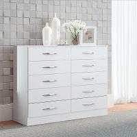 Cômoda Com 10 Gavetas Quarto Casal 117cm Mdp Menu Móveis Branco - 1