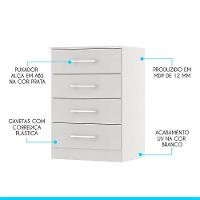 Armário Gaveteiro Multiuso 55x93cm Mdp Menu Móveis Branco - 4