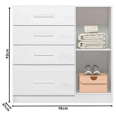 Guarda Roupa Cômoda Armário Sobral Vênus New Íris 4 Portas 4 Gavetas 100% MDP Branco Moval