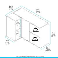 Armário Aéreo Para Cozinha 94x60cm Mdp 0460 Menu Móveis Branco - 3
