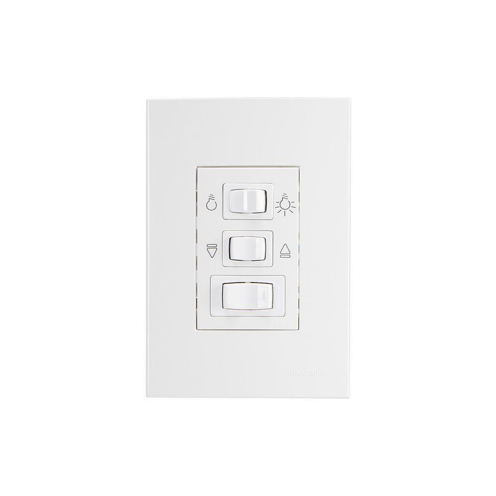 Controle De Ventilador Margirius Sleek 3 Velocidades Com Placa 4x2 Branco 220v - 1