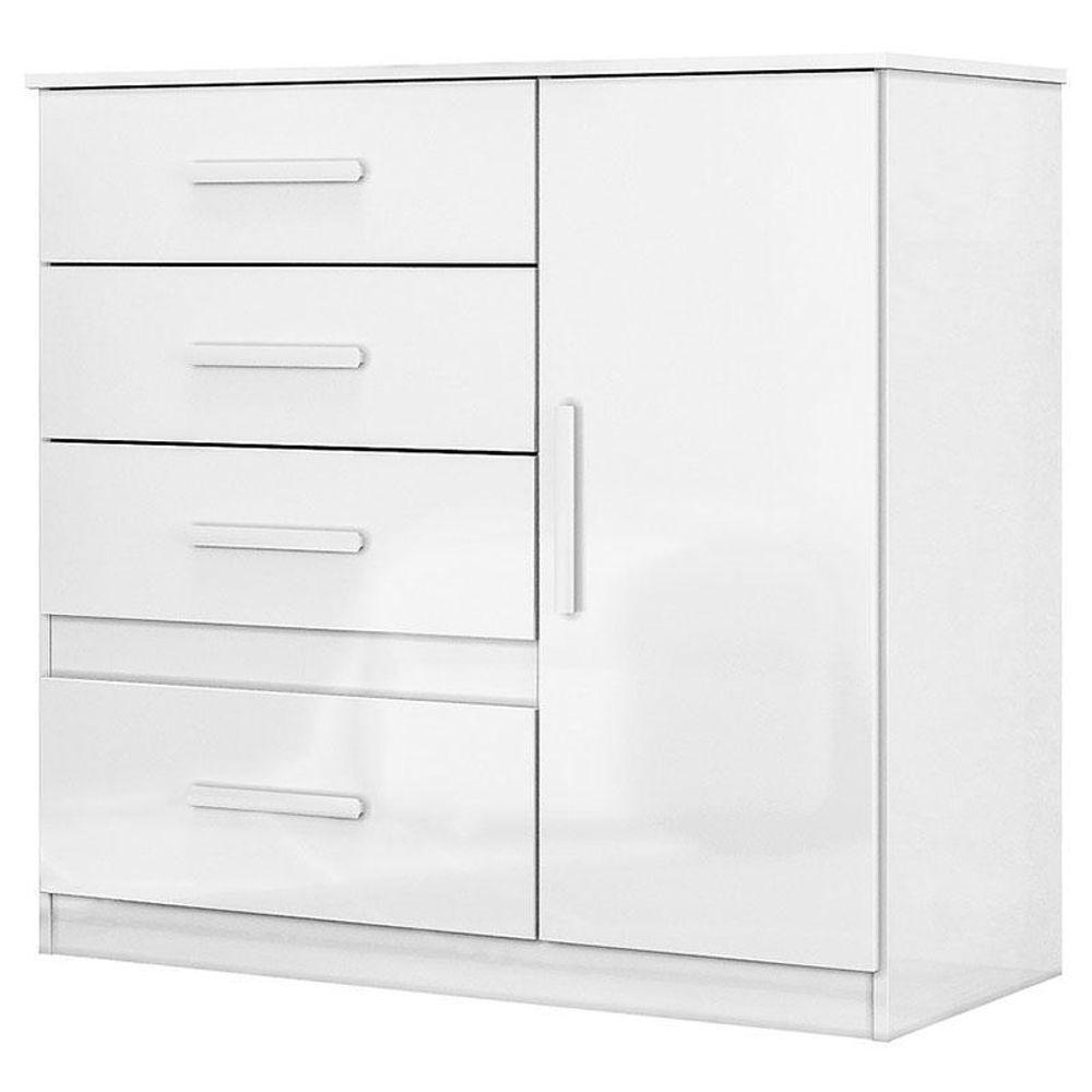 Guarda Roupa Com Espelho Infantil Madri Com Cômoda Vênus E Armário Multiuso Jade Branco Brilho – Moval - 5