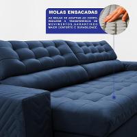Sofá Retrátil E Reclinável 3,00m Molas Ensacadas Max Spring. Velusoft Cama Inbox Azul