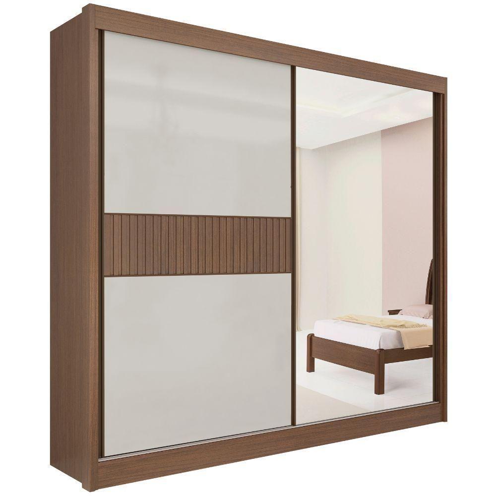 Guarda Roupa Titanium Ripado Castanho Off White 2 Portas 6 Gavetas D?doro - 1