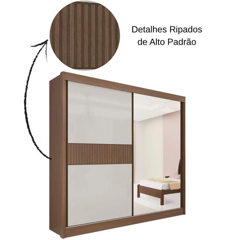 Guarda Roupa Titanium Ripado Castanho Off White 2 Portas 6 Gavetas D?doro - 6