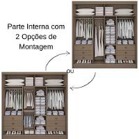 Guarda Roupa Titanium Ripado Castanho Off White 2 Portas 6 Gavetas D?doro - 2