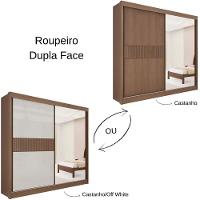 Guarda Roupa Titanium Ripado Castanho Off White 2 Portas 6 Gavetas D?doro