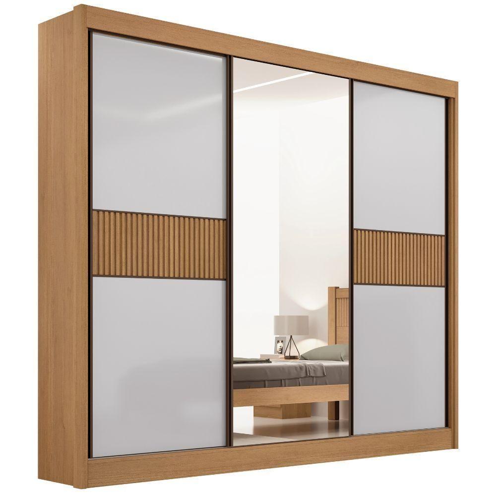 Guarda Roupa Cristal Ripado Cinamomo Off White 3 Portas 6 Gavetas D?doro - 1
