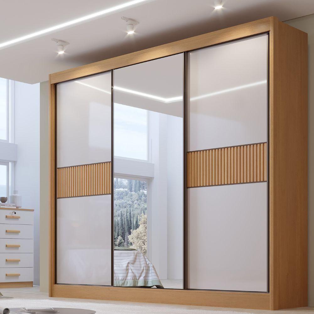 Guarda Roupa Cristal Ripado Cinamomo Off White 3 Portas 6 Gavetas D?doro - 2