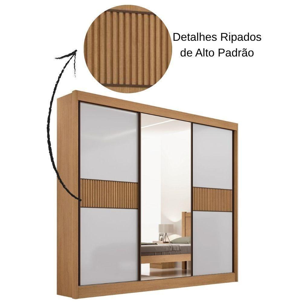 Guarda Roupa Cristal Ripado Cinamomo Off White 3 Portas 6 Gavetas D?doro - 5