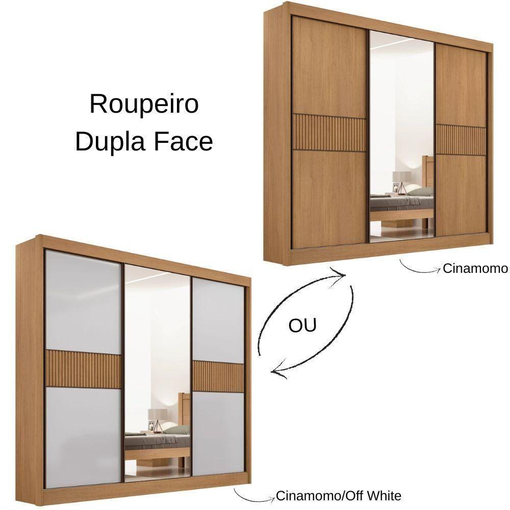Guarda Roupa Cristal Ripado Cinamomo Off White 3 Portas 6 Gavetas D?doro - 6