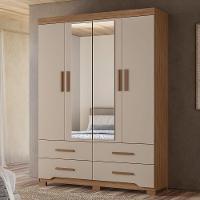 Guarda Roupa Casal 4p Espelho 157 Cm Miami Carvalho Fendi Moval - 2
