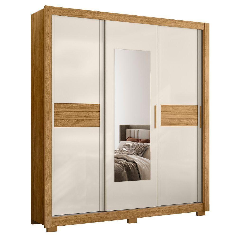 Guarda Roupa Casal 3p Espelho 202 Cm Canada Freijo Off White Moval - 1