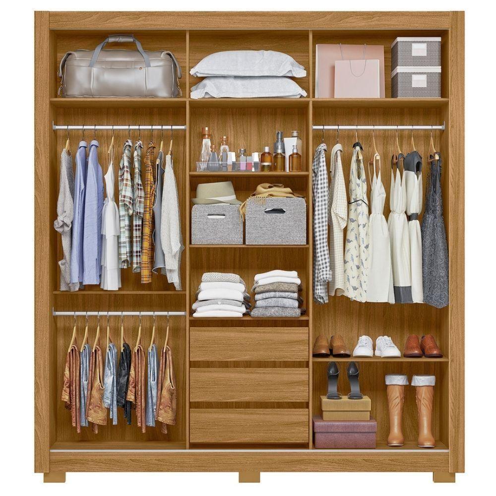 Guarda Roupa Casal 3p Espelho 202 Cm Canada Freijo Off White Moval - 5