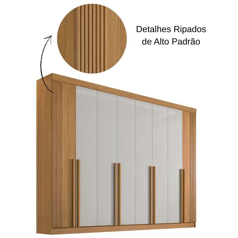 Guarda Roupa Daymont Ripado Cinamomo Off White 8 Portas 8 Gavetas D?doro - 5