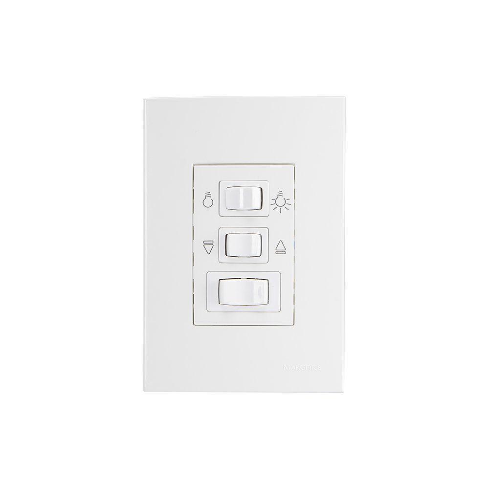 Controle De Ventilador Margirius Sleek 3 Velocidades Com Placa 4x2 Branco 127v - 1