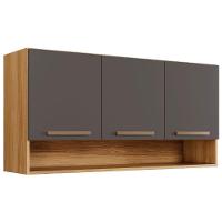 Armário Aéreo New 3 Portas Cinamomo Grafite Arte Móveis - 1