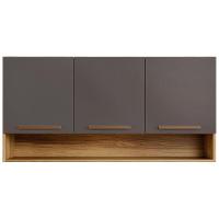 Armário Aéreo New 3 Portas Cinamomo Grafite Arte Móveis