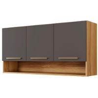 Armário Aéreo New 3 Portas Cinamomo Grafite Arte Móveis - 5