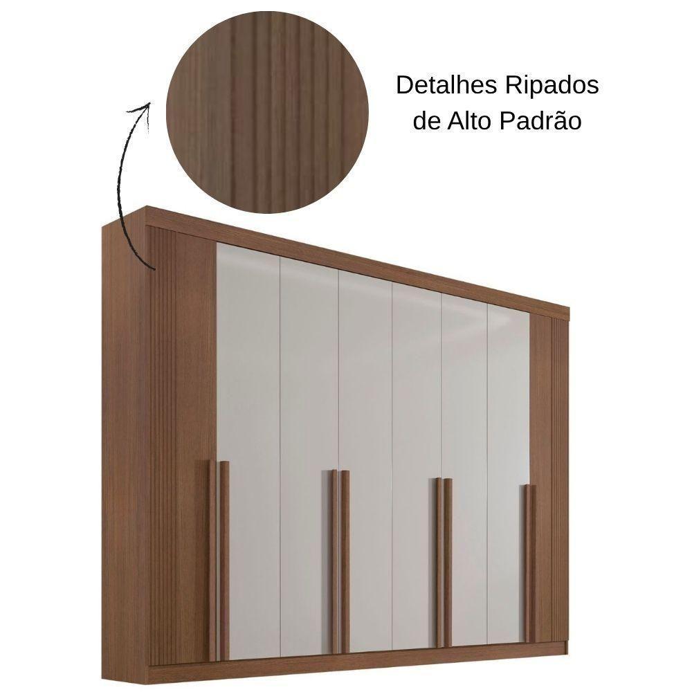 Guarda Roupa Daymont Ripado Castanho Off White 8 Portas 8 Gavetas D?doro - 4