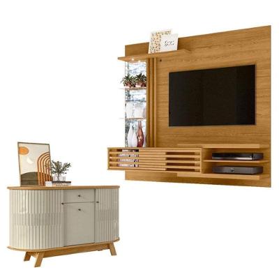 Estante Home Theater Bancada Suspensa Frizz Supreme Cumaru Com Aparador Buffet Monza Cumaru Opala - Madetec