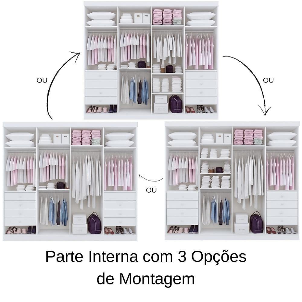 Guarda Roupa Daymont Ripado Branco 8 Portas 8 Gavetas D?doro - 3